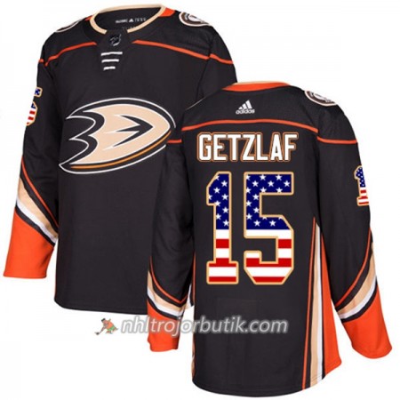 Män Ishockey Anaheim Ducks Tröja Ryan Getzlaf 15 Adidas 2017-2018 Svart USA Flag Fashion Authentic